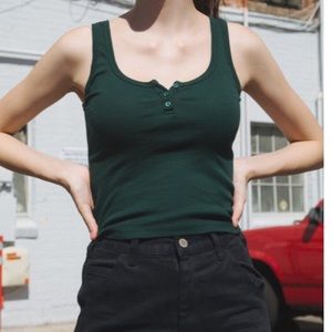Brandy melville dark green dalis button tank